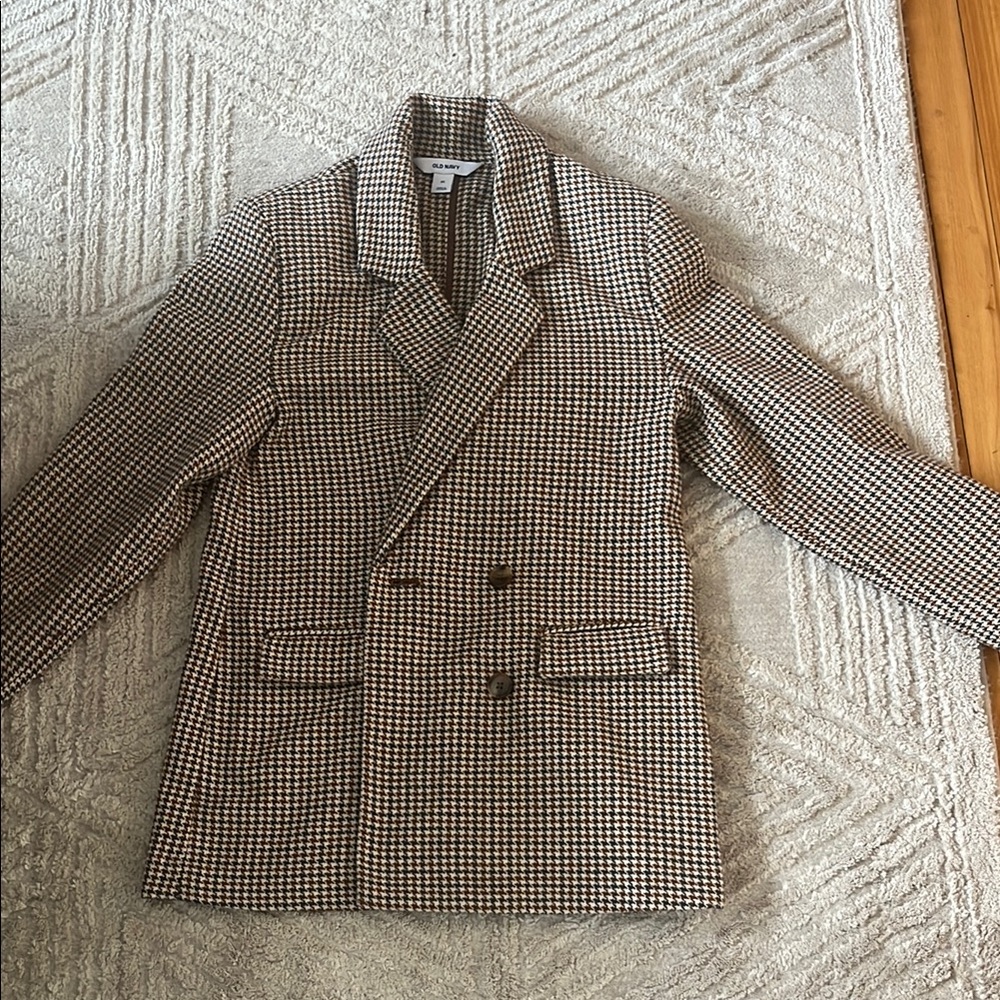 Houndstooth Double-Breasted Blazer